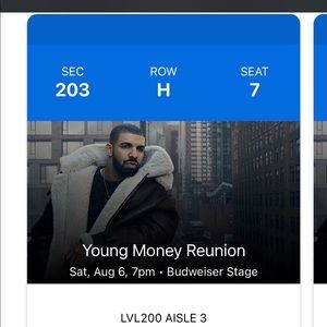 Young Money tickets for sale: 2 tickets section 203 Row H